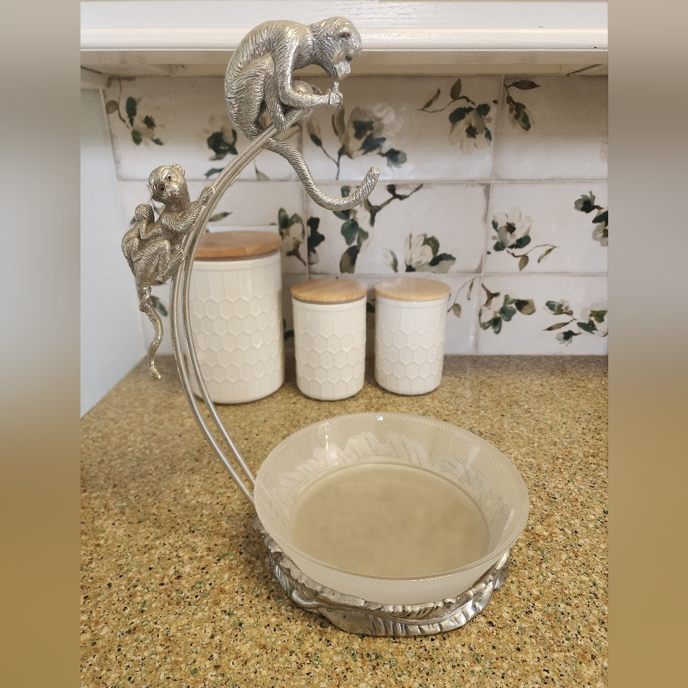 Arthur Court Safari Monkey Banana Holder with Bowl